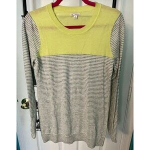 Gap Sweater Womens Yellow Gray Striped Long Sleeve Pullover Size M Lightly Worn